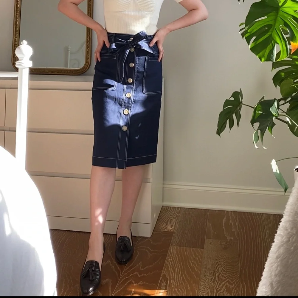 J.Crew button-front skirt in stretch linen 00
